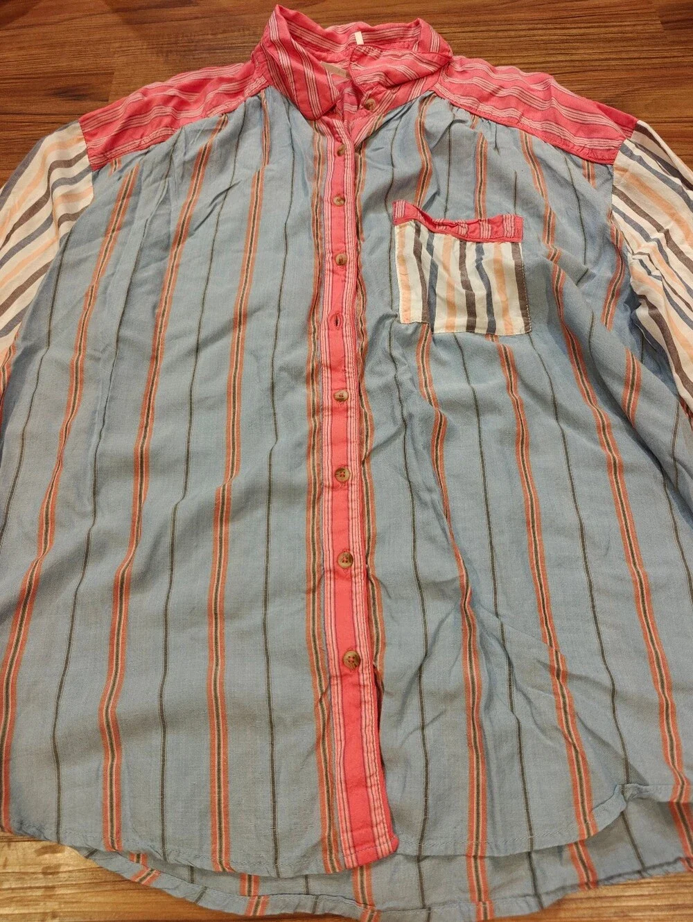 Anthropologie True Pajama Top Only Women Casual Stripe Long Sleeve Shirt